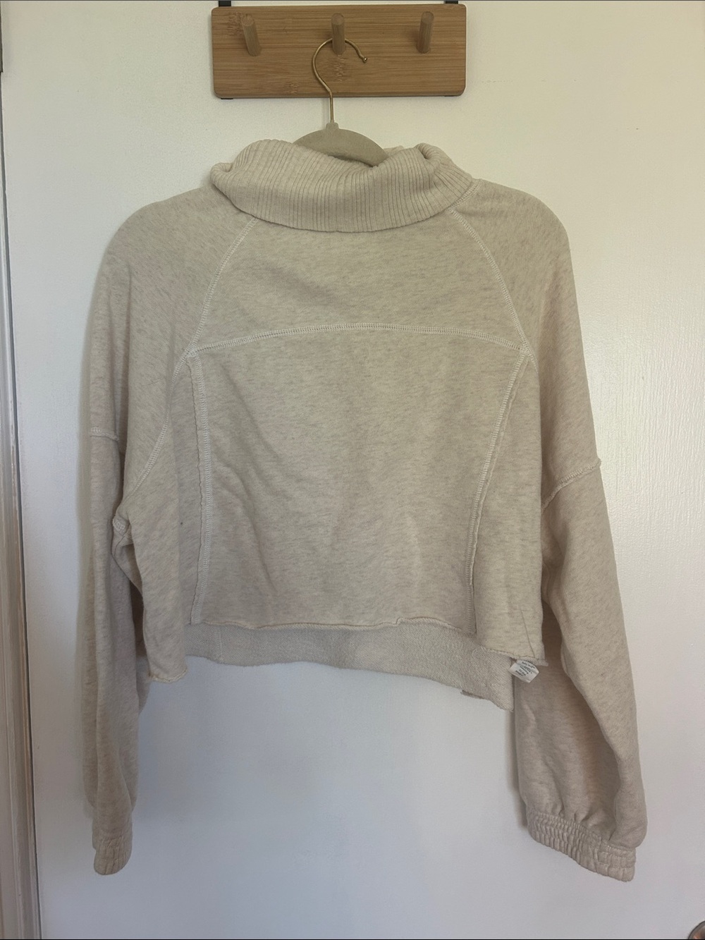 aerie Cream Cropped Turtleneck Sweater